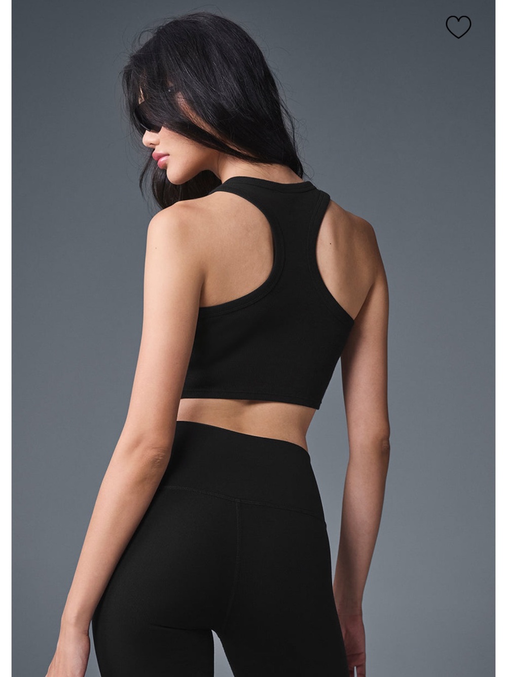 ALO Yoga Black Ribbed High-Neck Crop Tank - Picture 3 of 7
